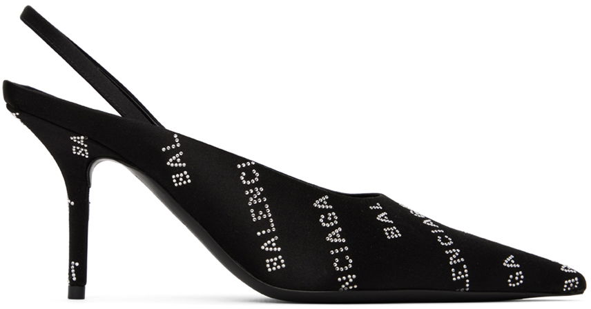 Square Knife Slingback Heels "Black"