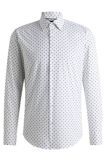 Košeľa BOSS Regular Fit Stretch Cotton Poplin Print Shirt Biela | 50539178