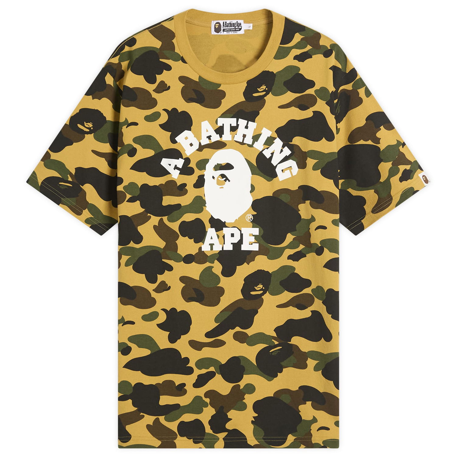 Tričko BAPE Bathing Ape 1st Camo College Tee, Size Large Žltá | 001CSL301010M-YEL, 1