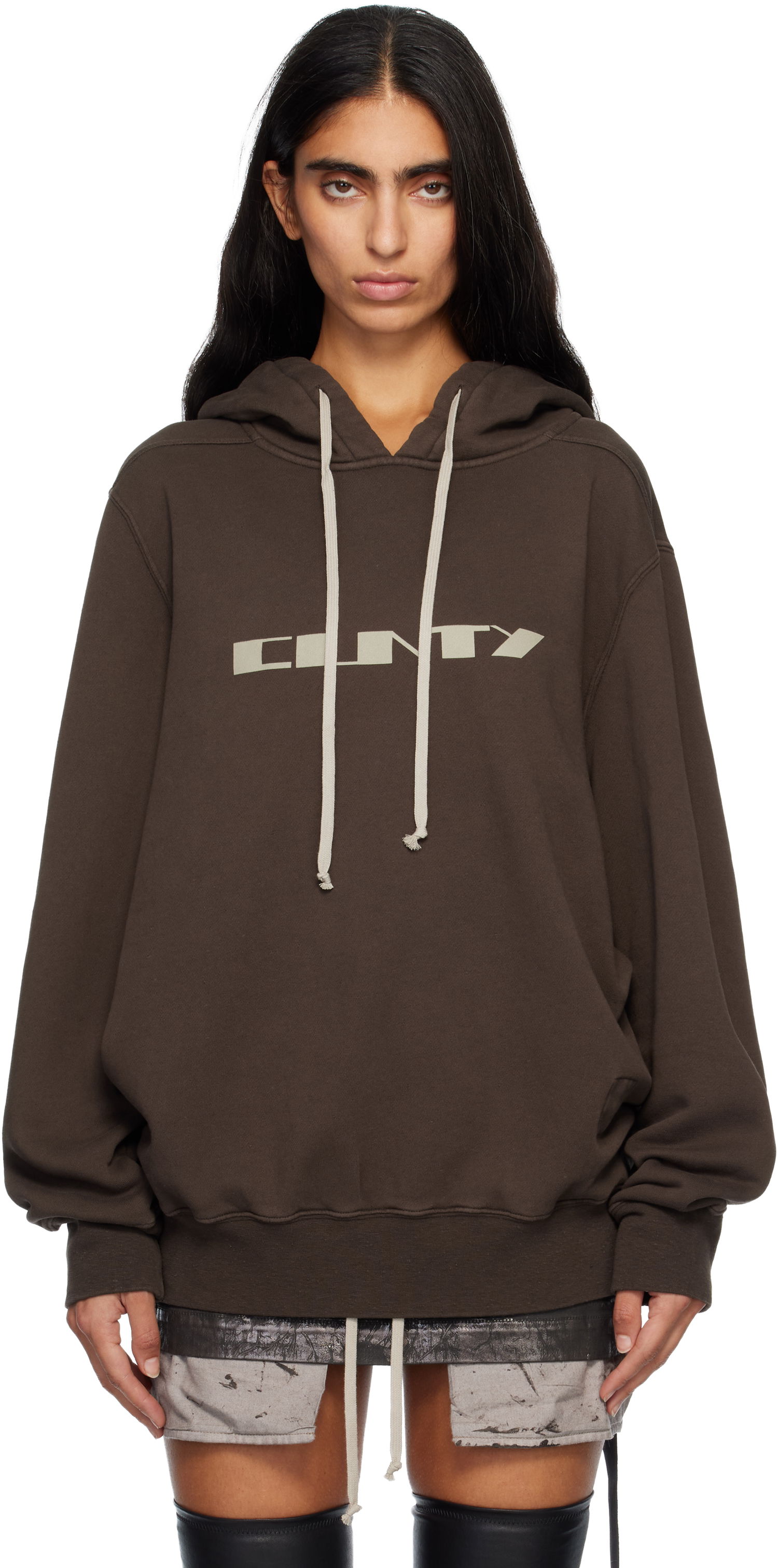 Mikina Rick Owens Concordians Oversized Hoodie Hnedá | DS02E7241 FSLP2P, 0