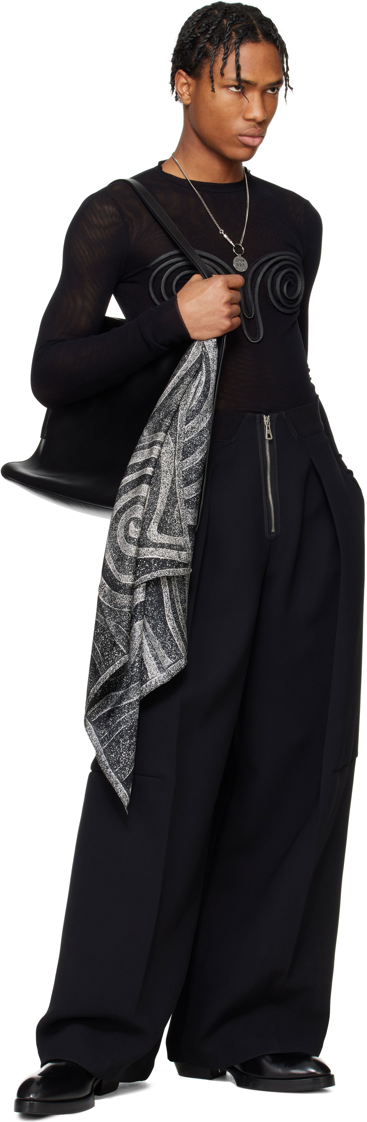 Šál Jean Paul Gaultier Jean Paul Gaultier 'The Spirale' Silk Scarf Čierna | 25/34-U-EC055-C592-000203, 1