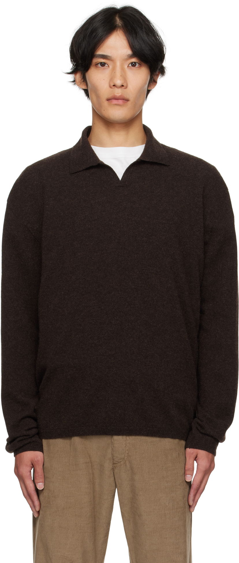 Sveter The Row The Row Franz Knit Polo Hnedá | 1015-Y556
