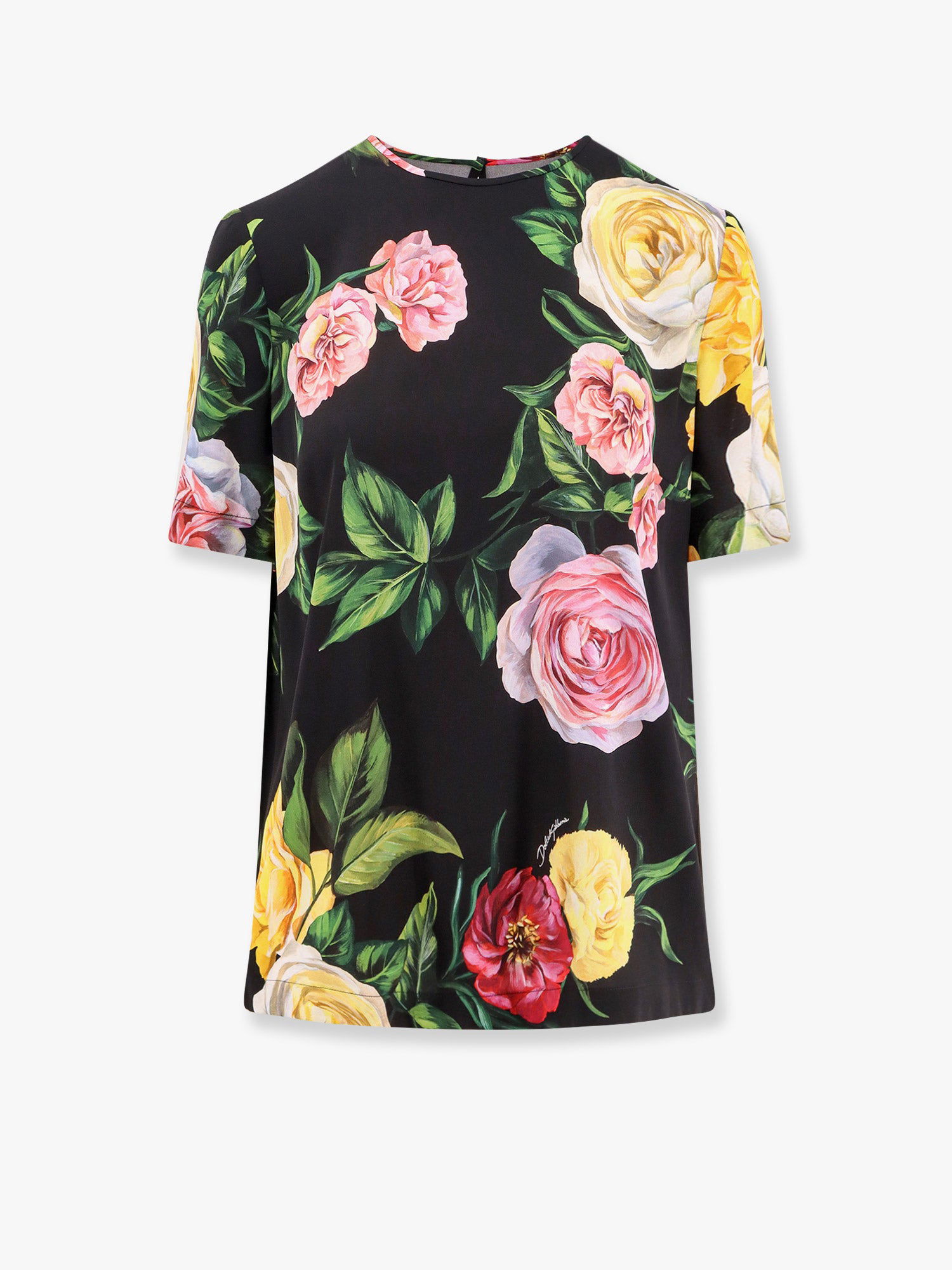 Tričko Dolce & Gabbana Dolce & Gabbana Rose Print T-Shirt Čierna | F7AO2TFSA7BHN5IY, 0