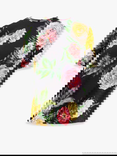 Tričko Dolce & Gabbana Dolce & Gabbana Rose Print T-Shirt Čierna | F7AO2TFSA7BHN5IY, 0