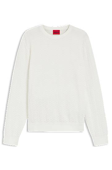 Sveter BOSS Herringbone Knit Sweater Biela | 50543789
