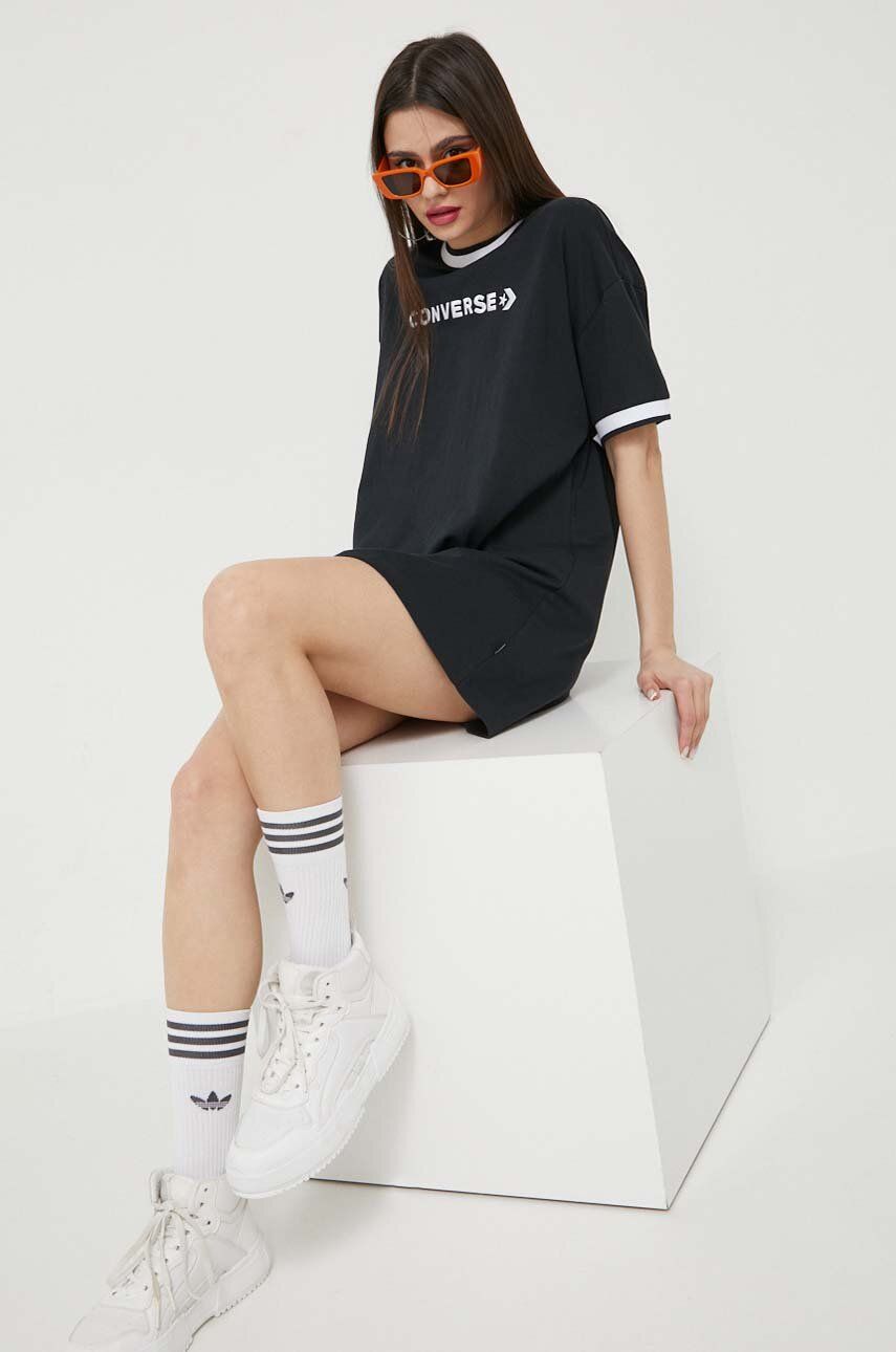 Šaty Converse Wordmark T-Shirt Dress Čierna | 10024783.A01, 0