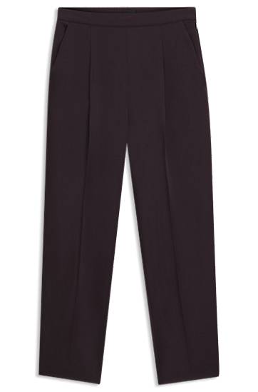 Nohavice BOSS Regular-fit Pleated Trousers with Tapered Leg Čierna | 50548218