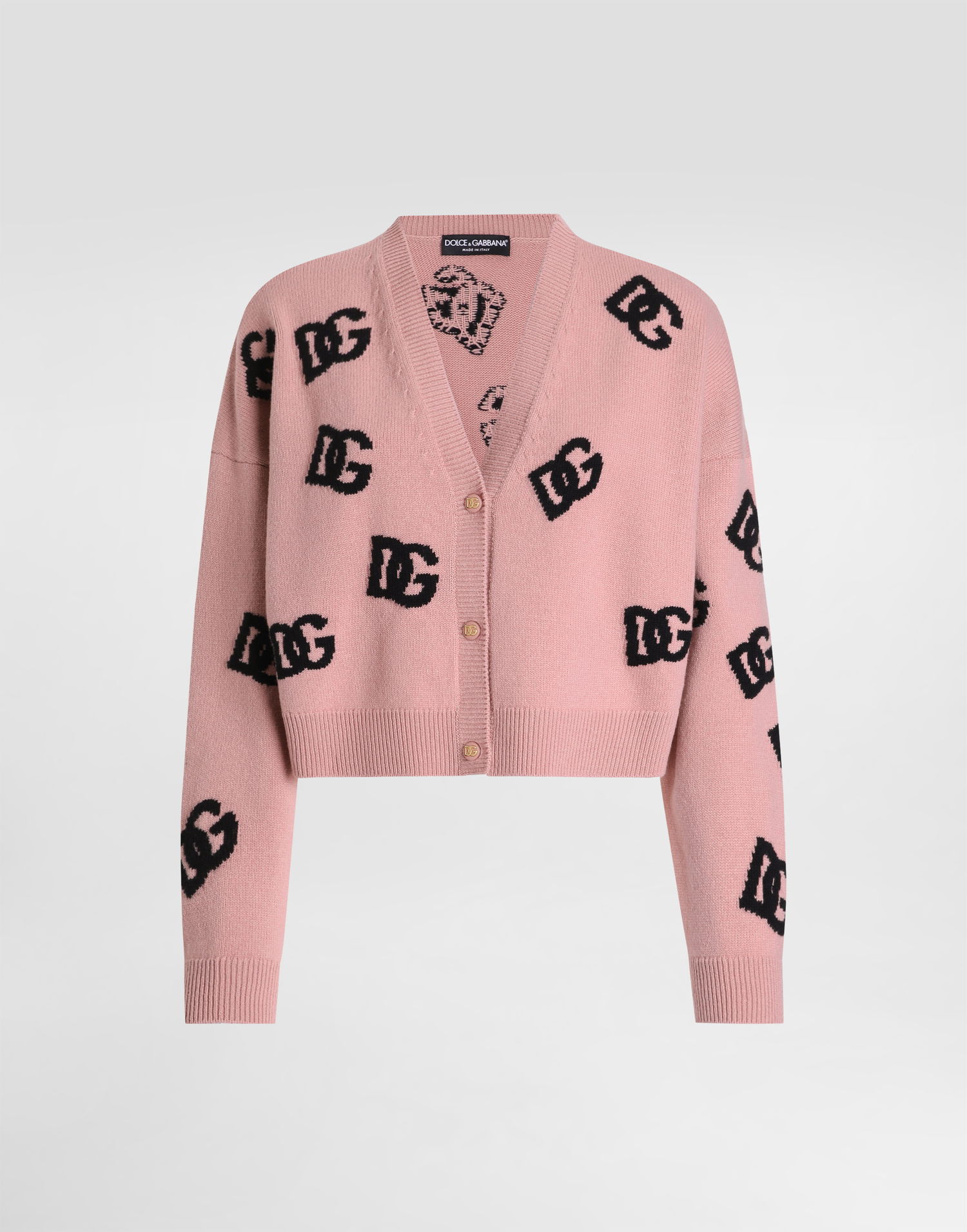 Sveter Dolce & Gabbana Dolce & Gabbana Cropped Wool Cardigan With DG Logo Ružová | FXV52TJCVZLF0473, 0