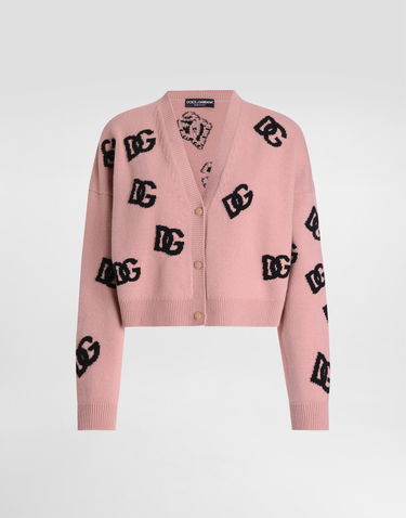 Sveter Dolce & Gabbana Dolce & Gabbana Cropped Wool Cardigan With DG Logo Ružová | FXV52TJCVZLF0473, 0