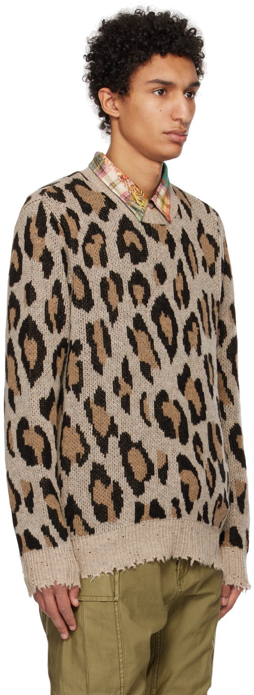 Sveter R13 R13 Leopard Knit Sweater Béžová | R13W3571-10, 1