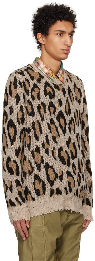 Sveter R13 R13 Leopard Knit Sweater Béžová | R13W3571-10, 1