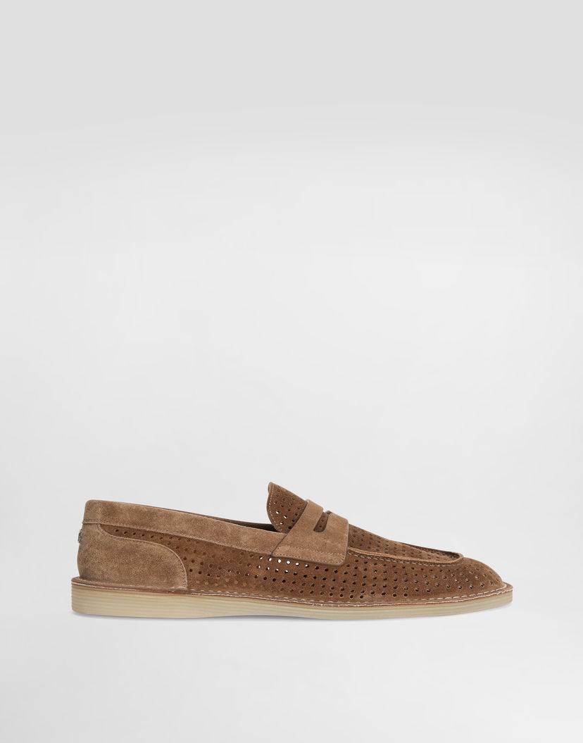 Doplnky Dolce & Gabbana Dolce & Gabbana Perforated Suede Penny Loafers Hnedá | A50651A9T5980024