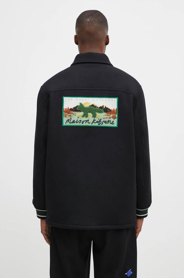 Bomber bunda MAISON KITSUNÉ Black Varsity Jacket Čierna | NM02120WM0026, 2