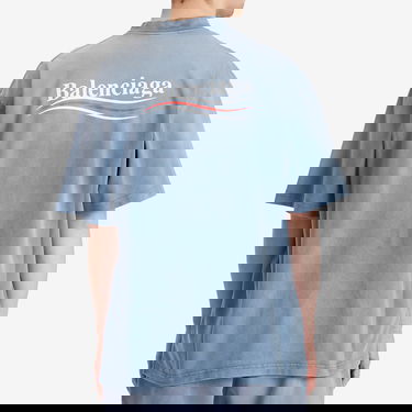 Tričko Balenciaga Men's Campaign Medium Fit T-Shirt, Size Small Modrá | 764235-TIV52-9798, 3