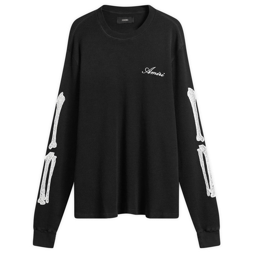 Tričko AMIRI Waffle Knit Bones Long Sleeve T-Shirt Čierna | AMTOJR1032-001
