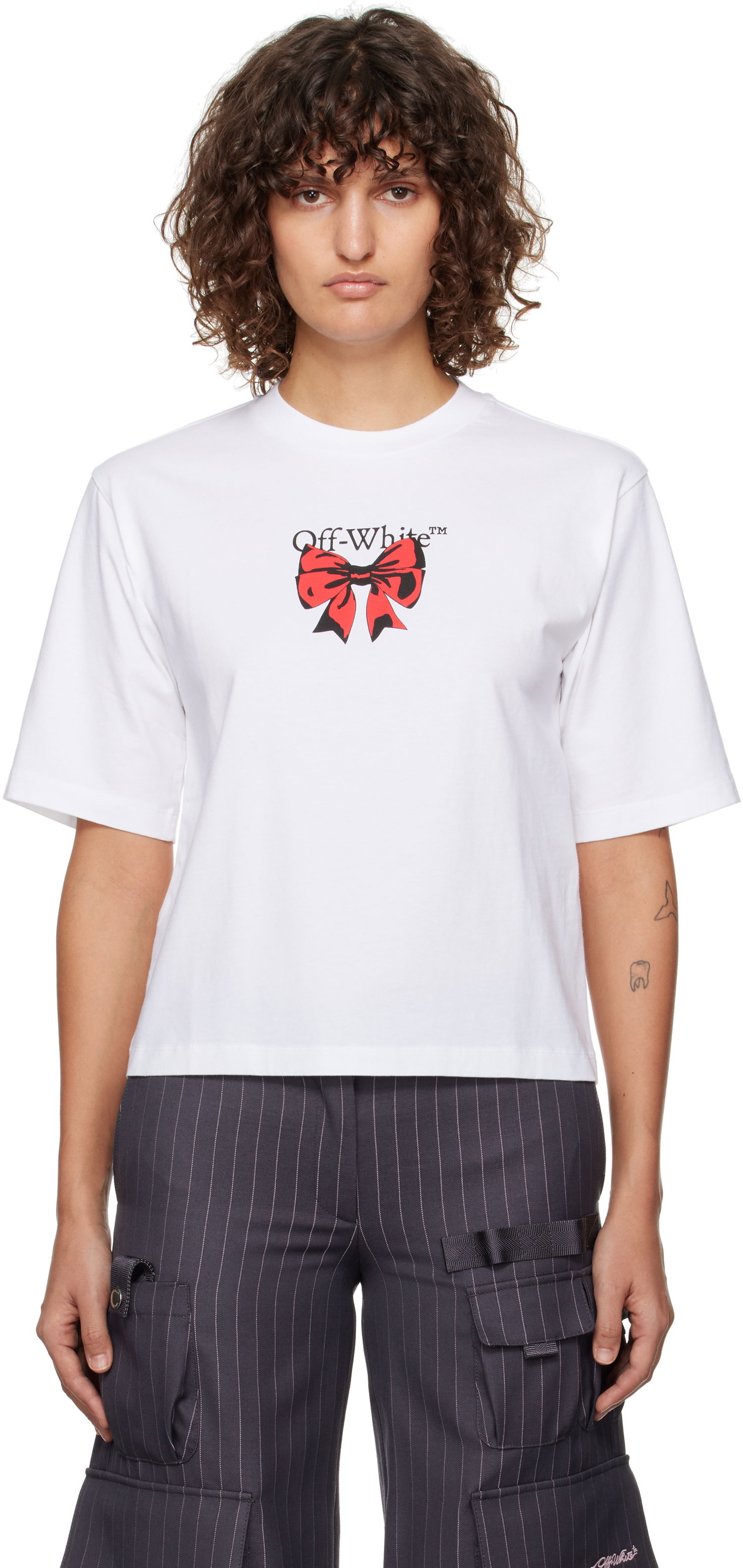 Tričko Off-White Bow Logo Boxy T-Shirt Biela | OWAA124F24JER0040125, 0