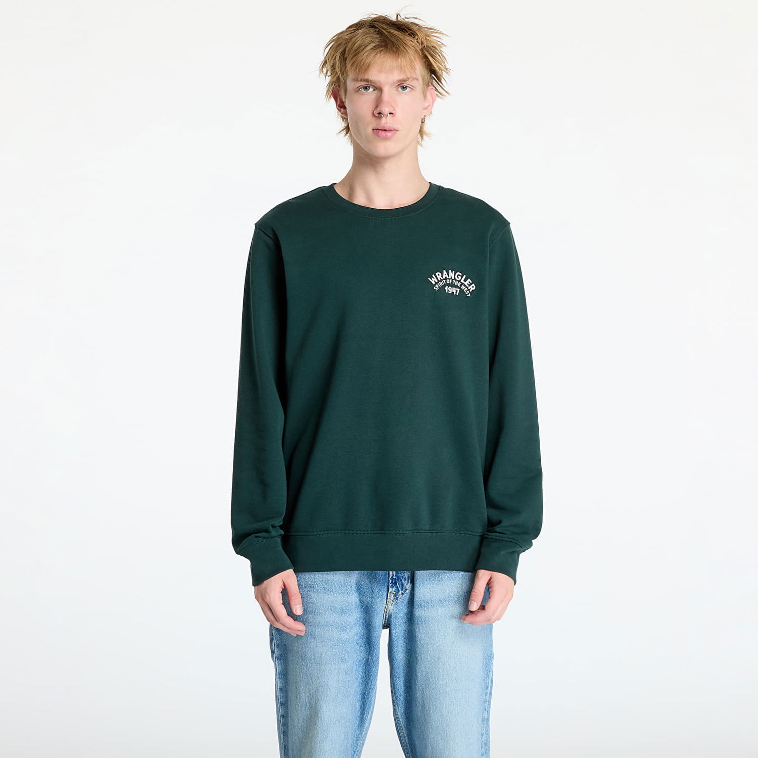 Mikina Wrangler Crewneck Sweatshirt Scarab Zelené | 112357320, 0