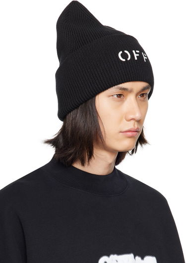 Kulicha Off-White Off-White 'OFF' Stamp Knit Beanie Čierna | OMLC030F23KNI0011001, 1
