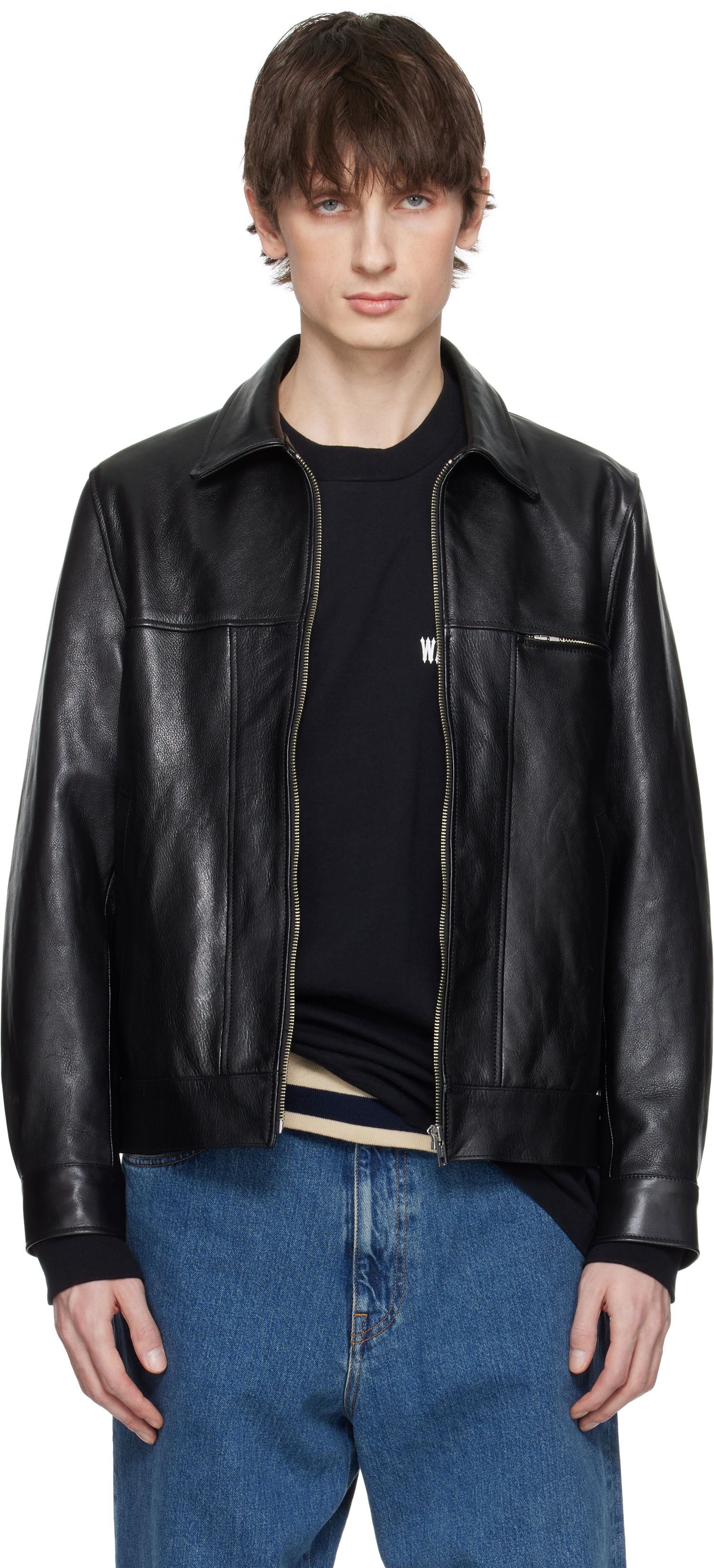 Bunda WACKO MARIA WACKO MARIA Grained Leather Jacket Čierna | 25SS-WMO-BL01, 0
