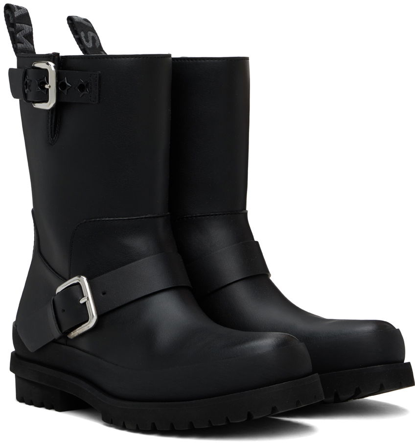 Buckle-Strap Biker Boots