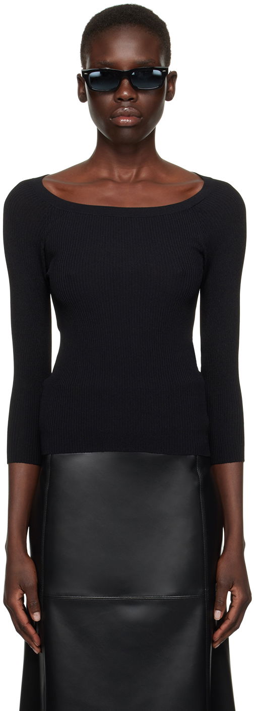 Sveter Max Mara Ribbed Knit Off Shoulder Top Čierna | 2411361102600, 0