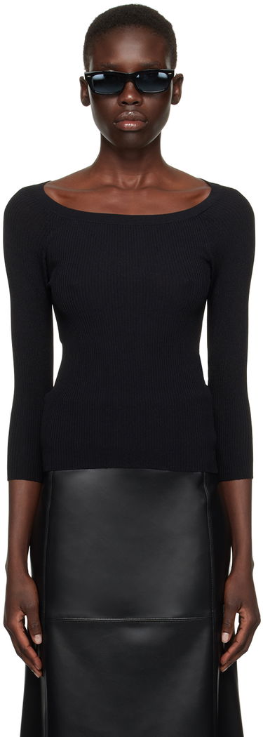 Sveter Max Mara Ribbed Knit Off Shoulder Top Čierna | 2411361102600, 0