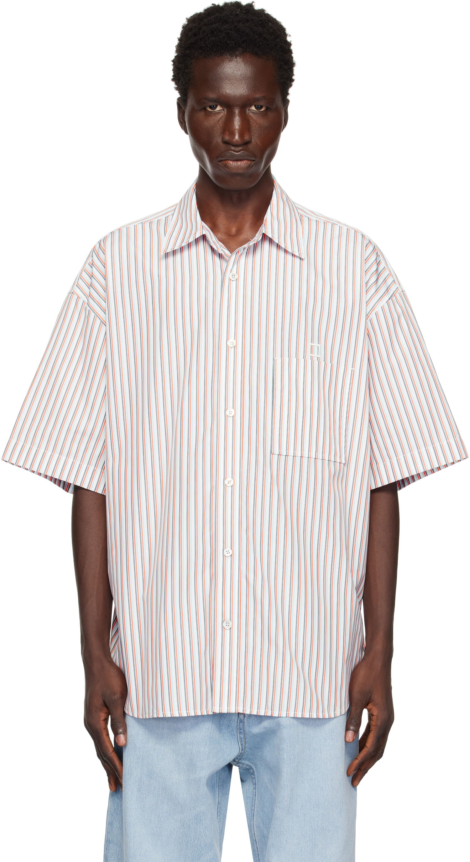 Košeľa WOOYOUNGMI WOOYOUNGMI Striped Short Sleeve Shirt Biela | W243SH01, 0