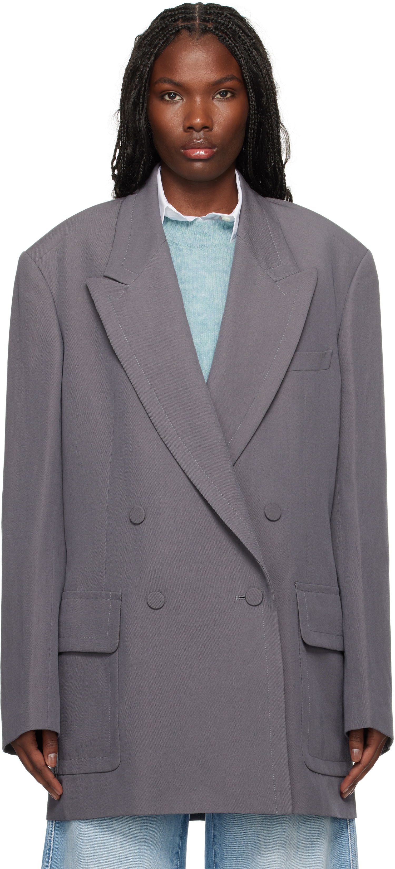 Bunda Dries Van Noten Wool Blazer Šedá | 242-010409-9347, 0