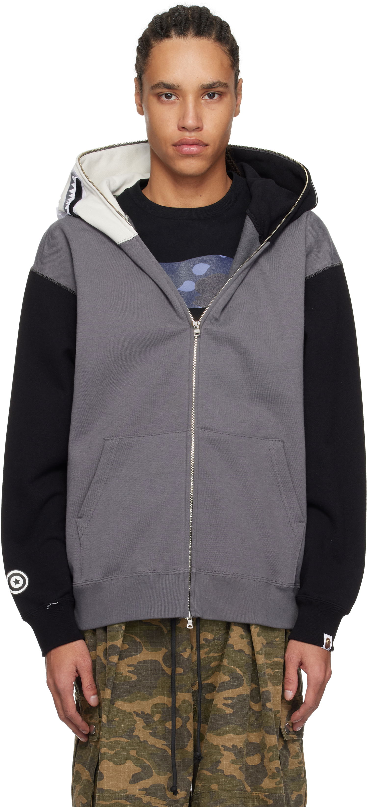 Mikina BAPE Shark Full Zip Hoodie Šedá | 001ZPK701311M, 0