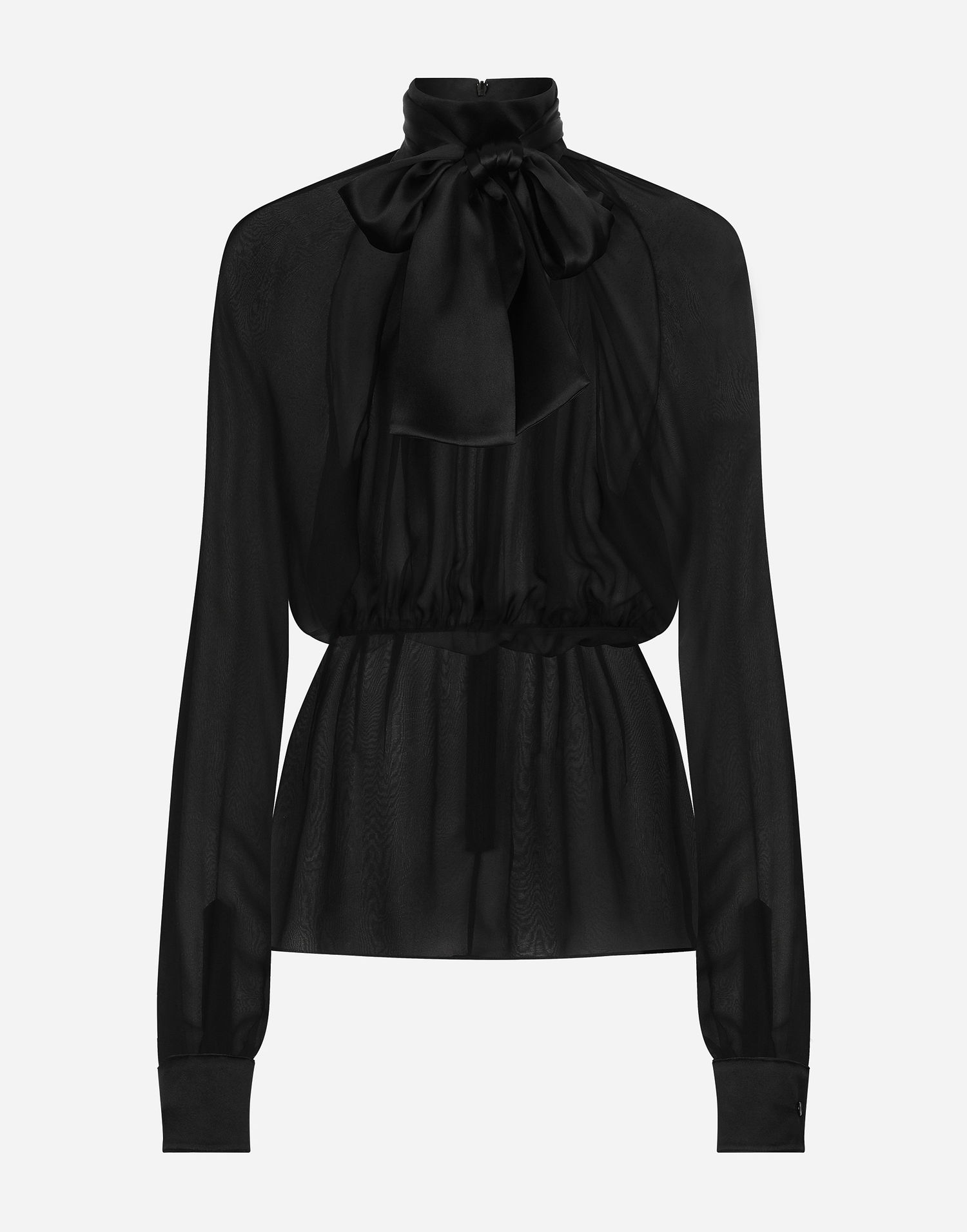 Košeľa Dolce & Gabbana Chiffon Pussy-bow Blouse Čierna | F7AA5TFU1ATN0000, 0