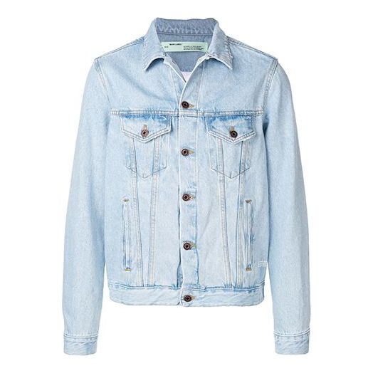 Bunda Off-White Logo Printing Denim Jacket Modrá | OMYE019S193860167188