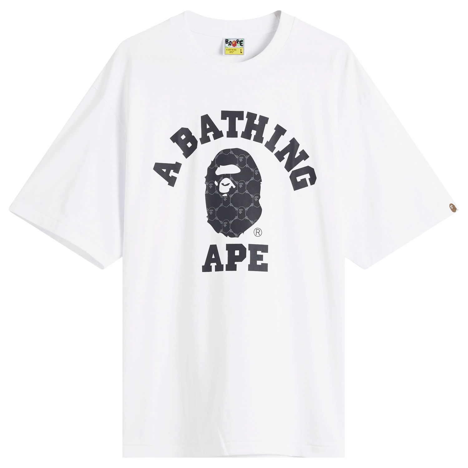 Tričko BAPE Relaxed Fit Collegeonogram T-Shirt, Size Large Biela | 001TEL301322M-WHT, 0
