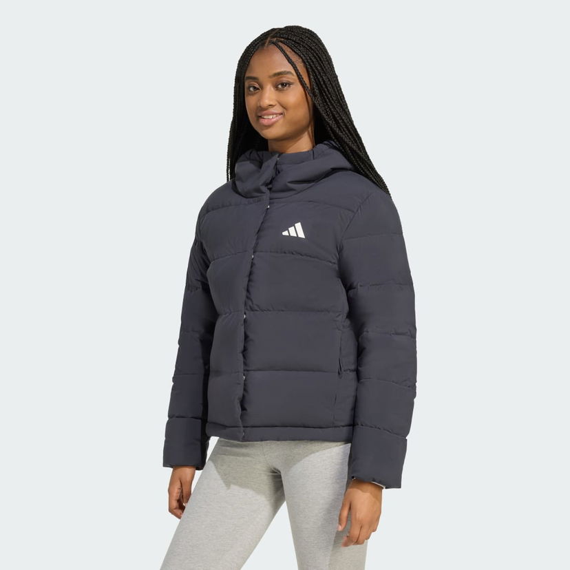 Prešívaná bunda adidas Performance Helionic CLIMAWARM Hooded Down Jacket Čierna | JN2086