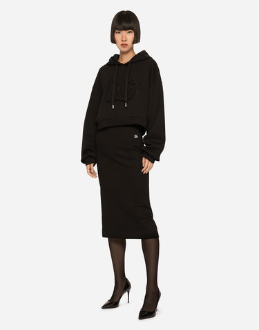 Sukňa Dolce & Gabbana Milano Rib Midi Pencil Skirt Čierna | F4B6UTFUGPNN0000, 1