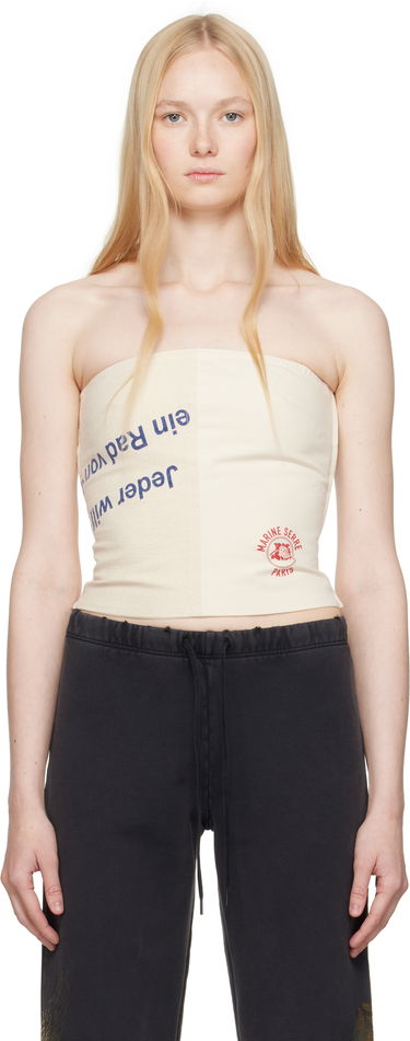Tielko Marine Serre Marine Serre Regenerated Bustier Top Béžová | WTO436A UWOV0009, 0