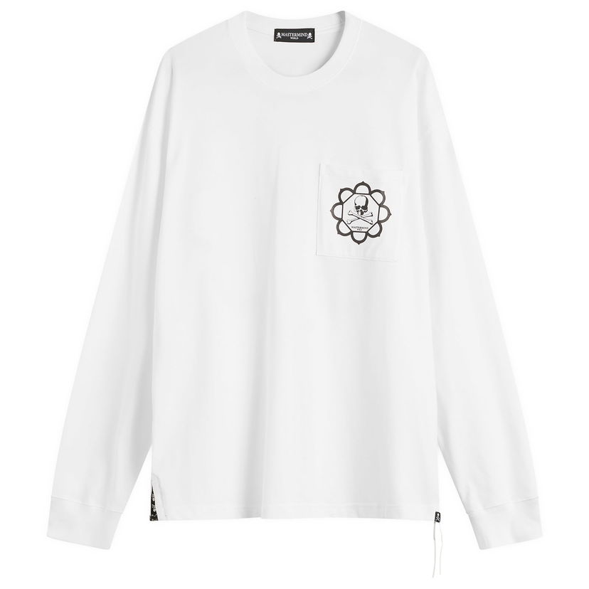 Tričko Mastermind WORLD Skull Emblem Pocket Long Sleeve T-Shirt Biela | MW25S15-TS066-011