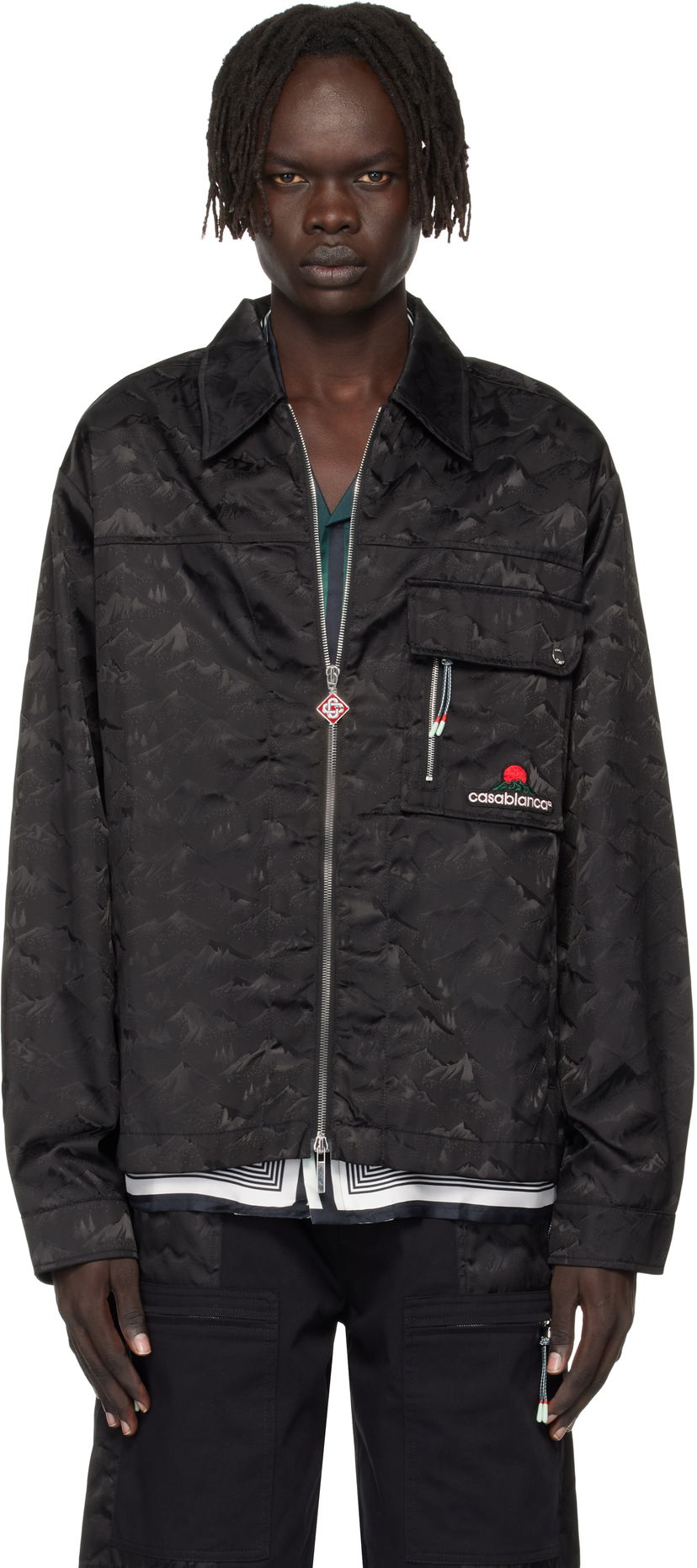 Bunda Casablanca Casablanca Mountain Camo Zip Jacket Čierna | MPF25-SH-183-01
