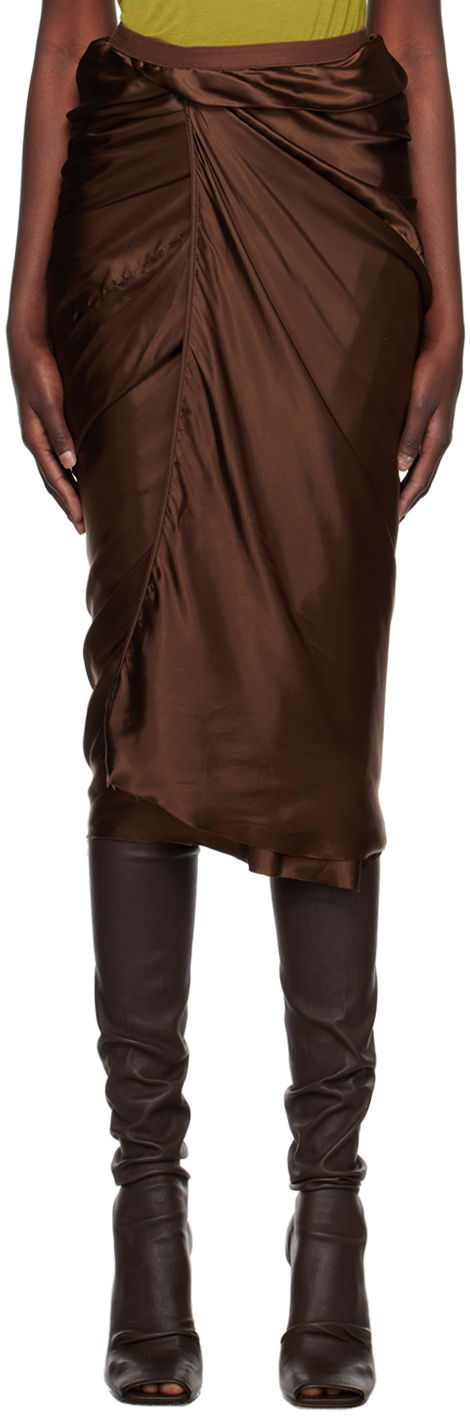 Sukňa Rick Owens Wrap Midi Skirt Hnedá | RP02C1339 O, 0