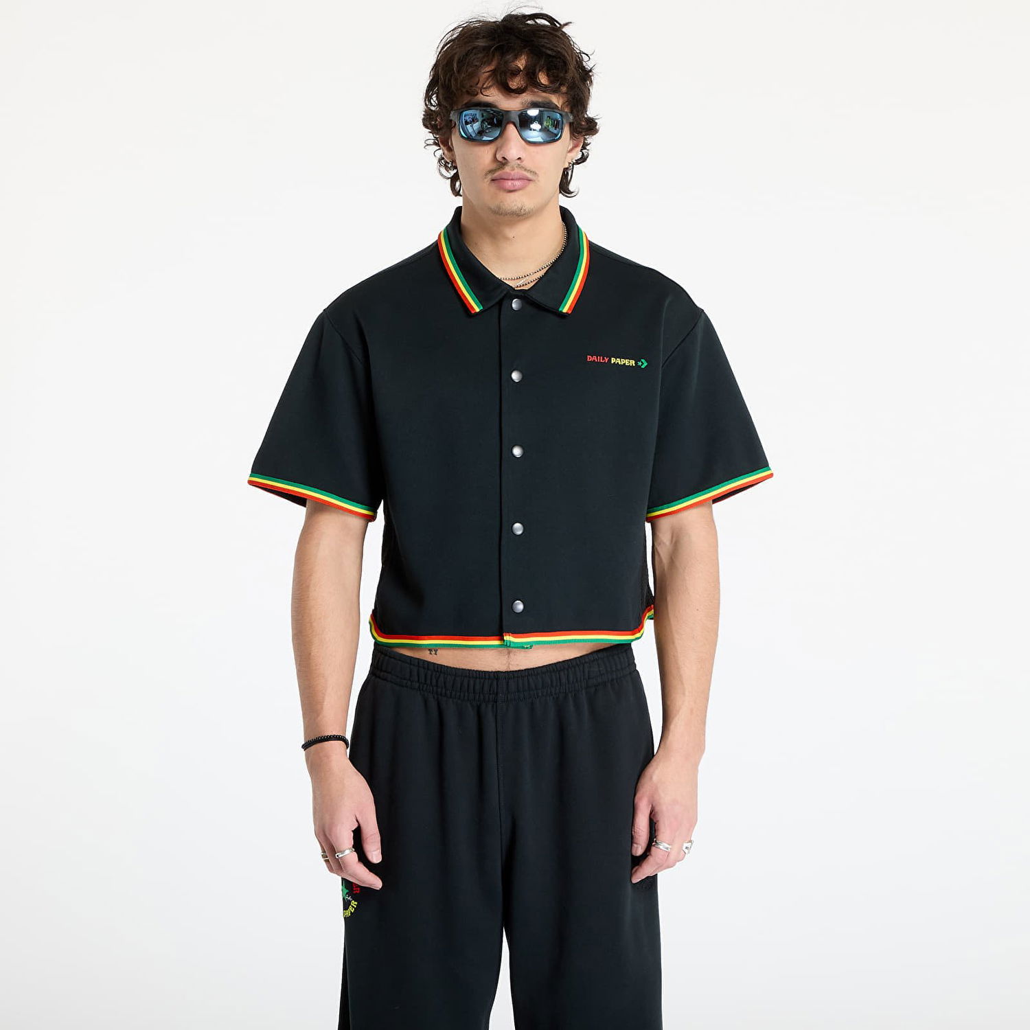 Polo tričko Converse Converse x Daily Paper Cropped Polo Shirt Čierna | 10027831-A01, 0