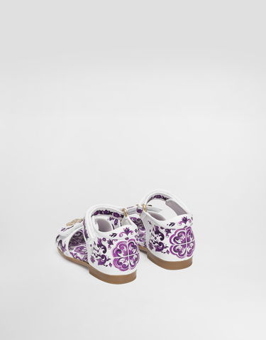 Doplnky Dolce & Gabbana Dolce & Gabbana Majolica-Print Leather Sandals Biela | D20099AV210I03TN, 2