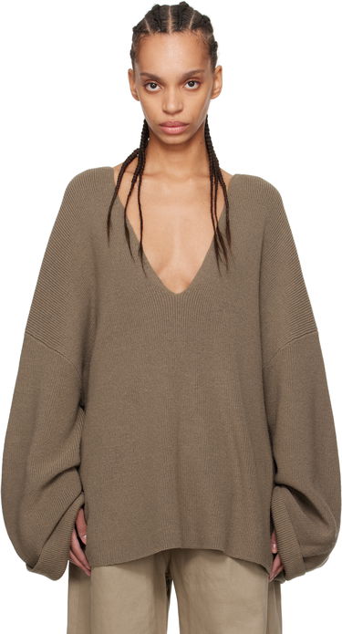 Sveter Entire Studios Entire Studios Dormer V-Neck Balloon-Sleeve Sweater Hnedá | ES2715DT, 0