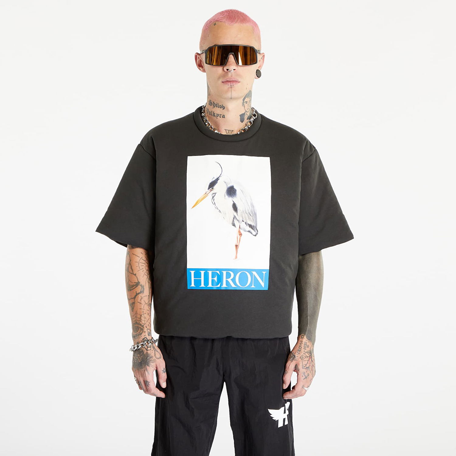 Tričko HERON PRESTON Heron Bird Painted Padded Tee Čierna | HMAA033F23JER0011046, 0
