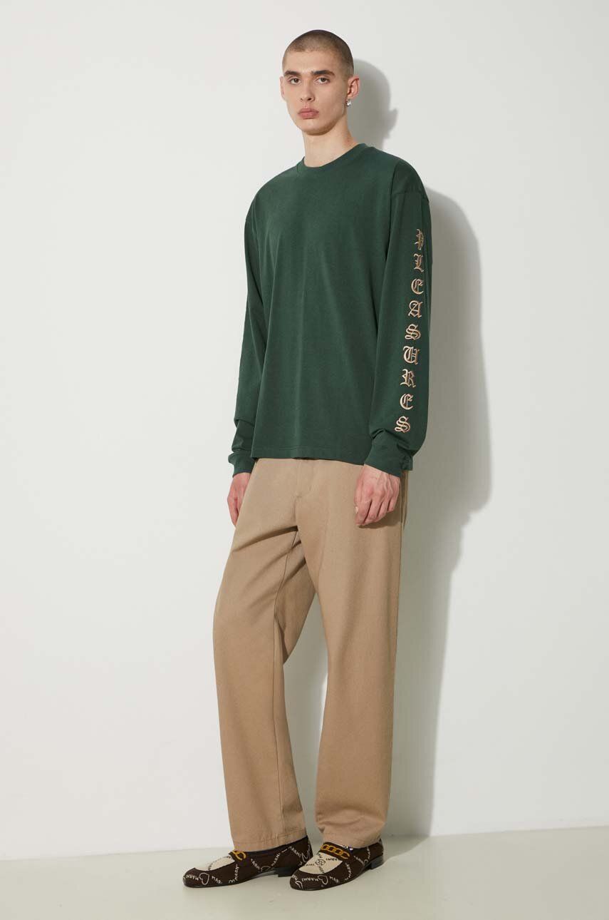 Tričko Pleasures PLEASURES Oe Long Sleeve T-Shirt Zelené | P24SU008.GREEN, 0