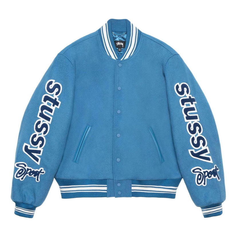 Bomber bunda Stüssy Varsity Sport Jacket Modrá | 115748