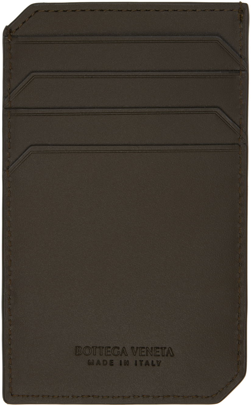 Khaki Intrecciato Piccolo Vertical Card Holder