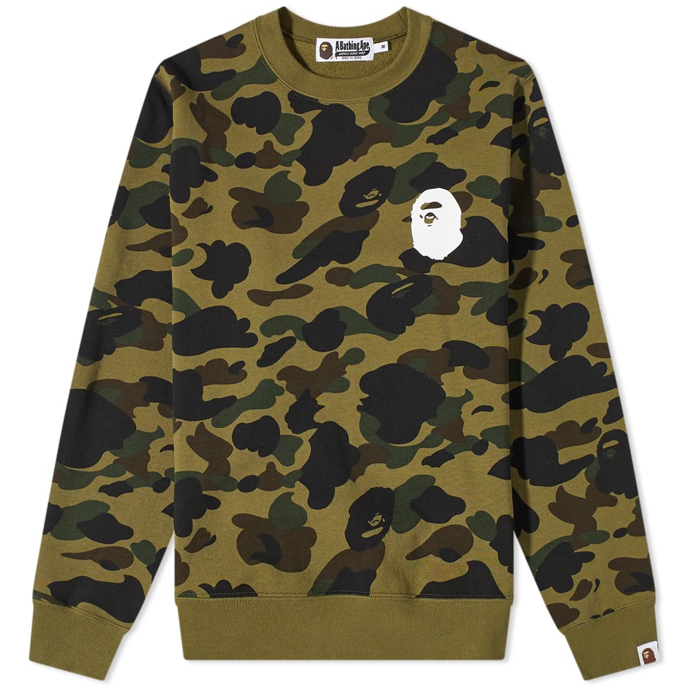 Sveter BAPE A Bathing Ape 1st Camo Ape Head Crewneck Zelené | 001SWH801011M-GRN, 0