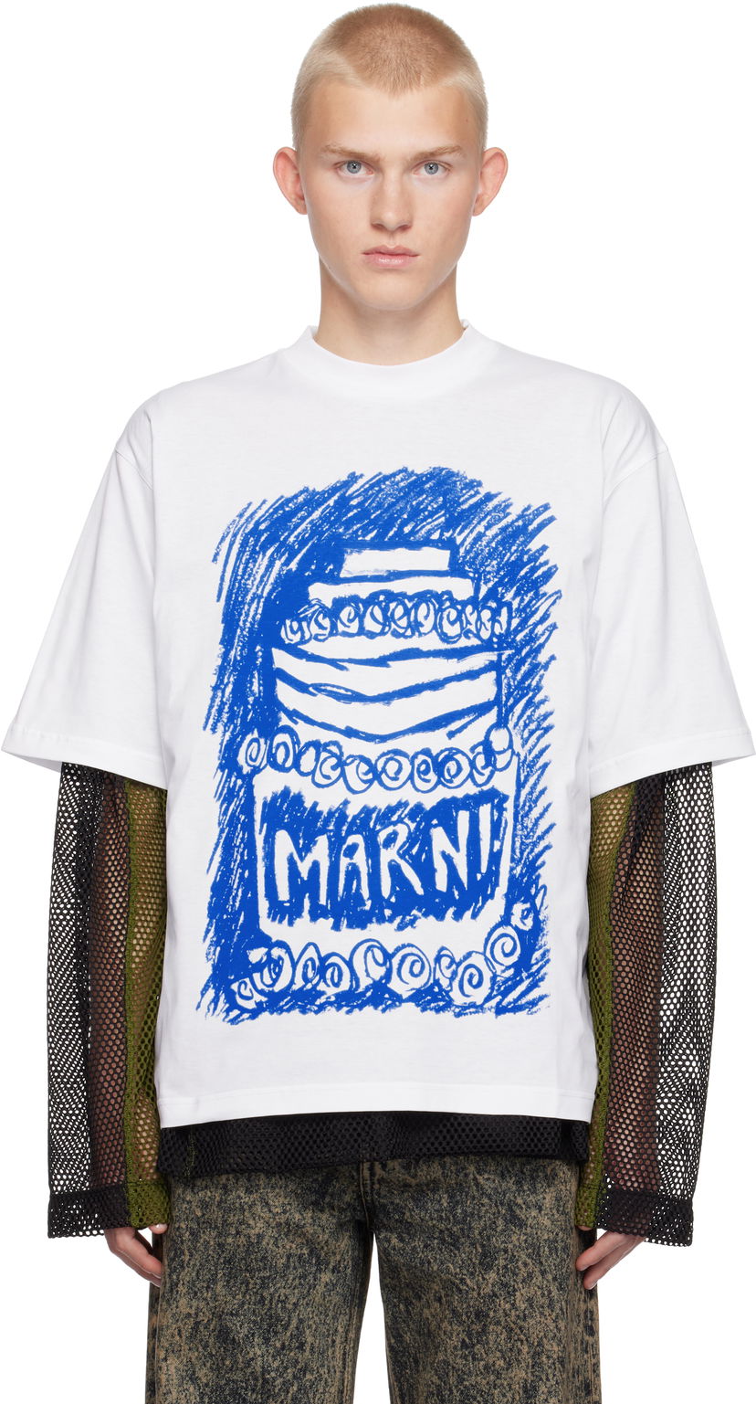 Tričko Marni Print T-shirt Biela | HUMU0223PW USCX12