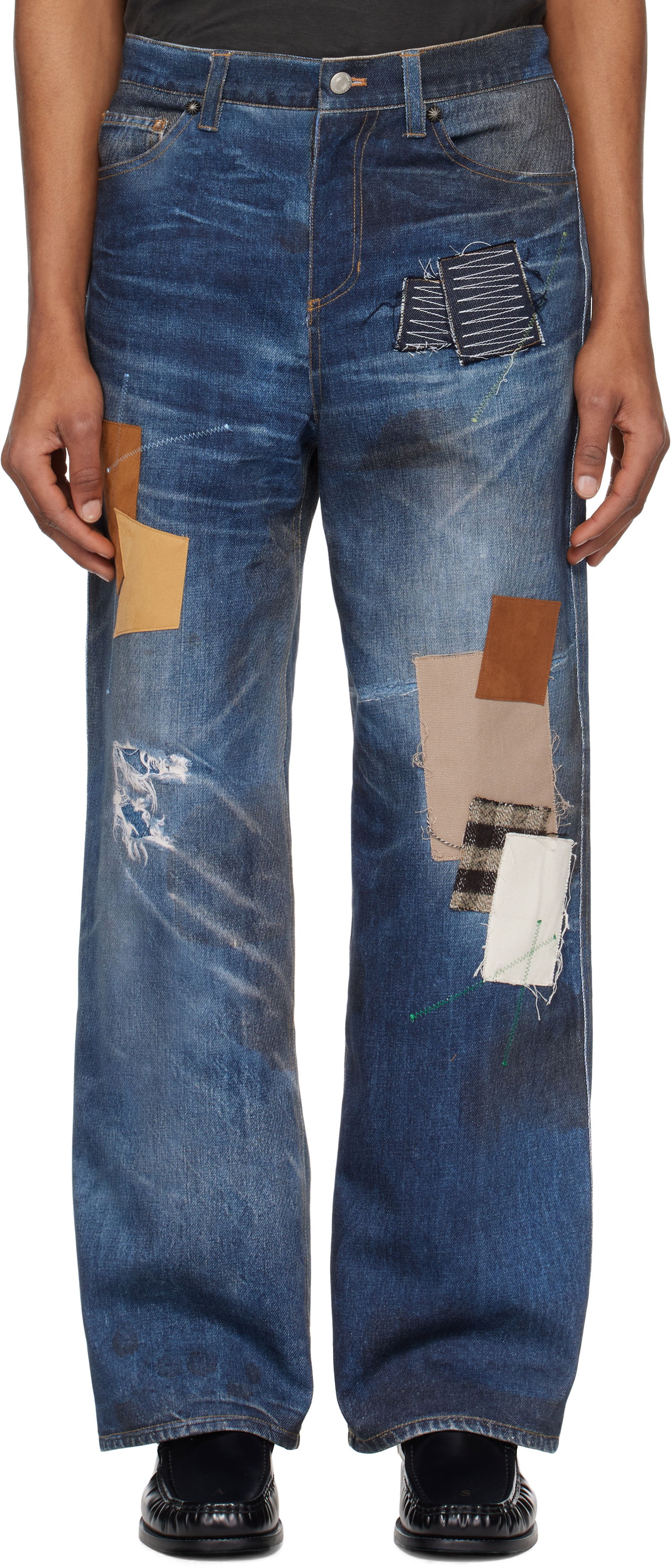 Džínsy Andersson Bell Andersson Bell Patchwork Printed Denim Jeans Modrá | apa789u, 0
