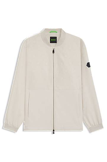 Bomber bunda BOSS Water-repellent Bomber Jacket with Monogram Jacquard Béžová | 50547181