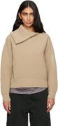 Dries Van Noten Ribbed Wool Knit Sweater with Asymmetric Zipped Collar